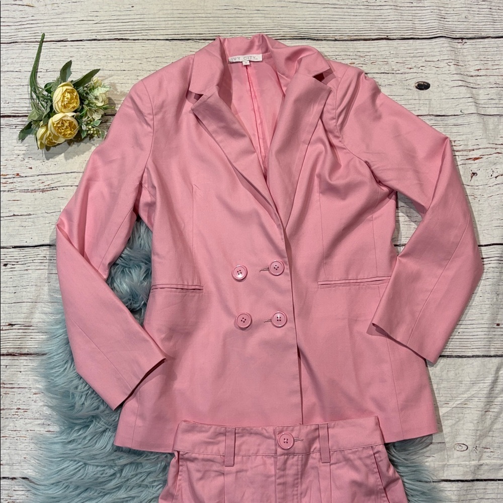 Ivy City Co Pink Blazer Barbie Trouser Pant Set Pantsuit - Picture 8 of 12